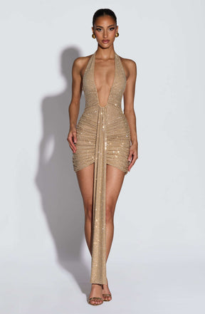Rosetta Mini Dress - Gold Sparkle Ryvelle