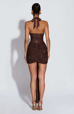 Rosetta Mini Dress - Plum Brown Sparkle Ryvelle