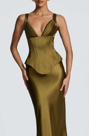 Rowan Corset - Deep Olive Ryvelle