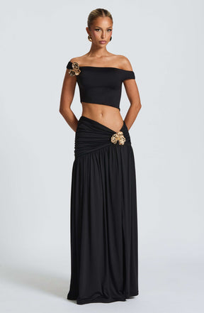 Saira Maxi Skirt - Black Ryvelle