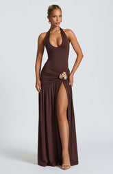 Saira Maxi Skirt - Plum Brown Ryvelle