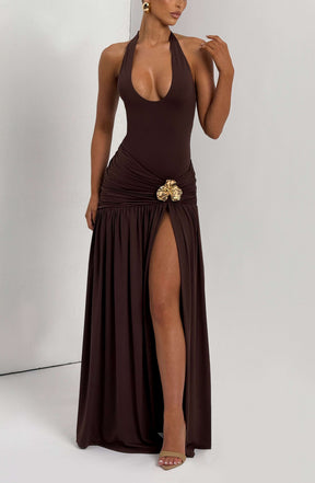 Saira Maxi Skirt - Plum Brown Ryvelle