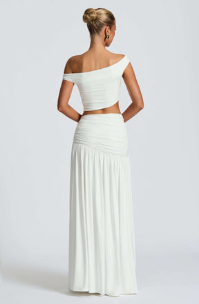 Saira Maxi Skirt - White Ryvelle