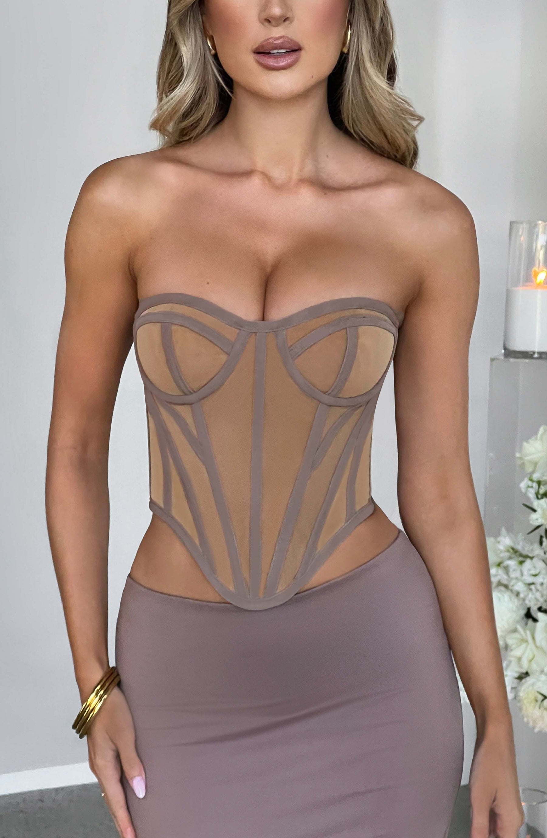 Santanna Corset - Chocolate/Nude Ryvelle