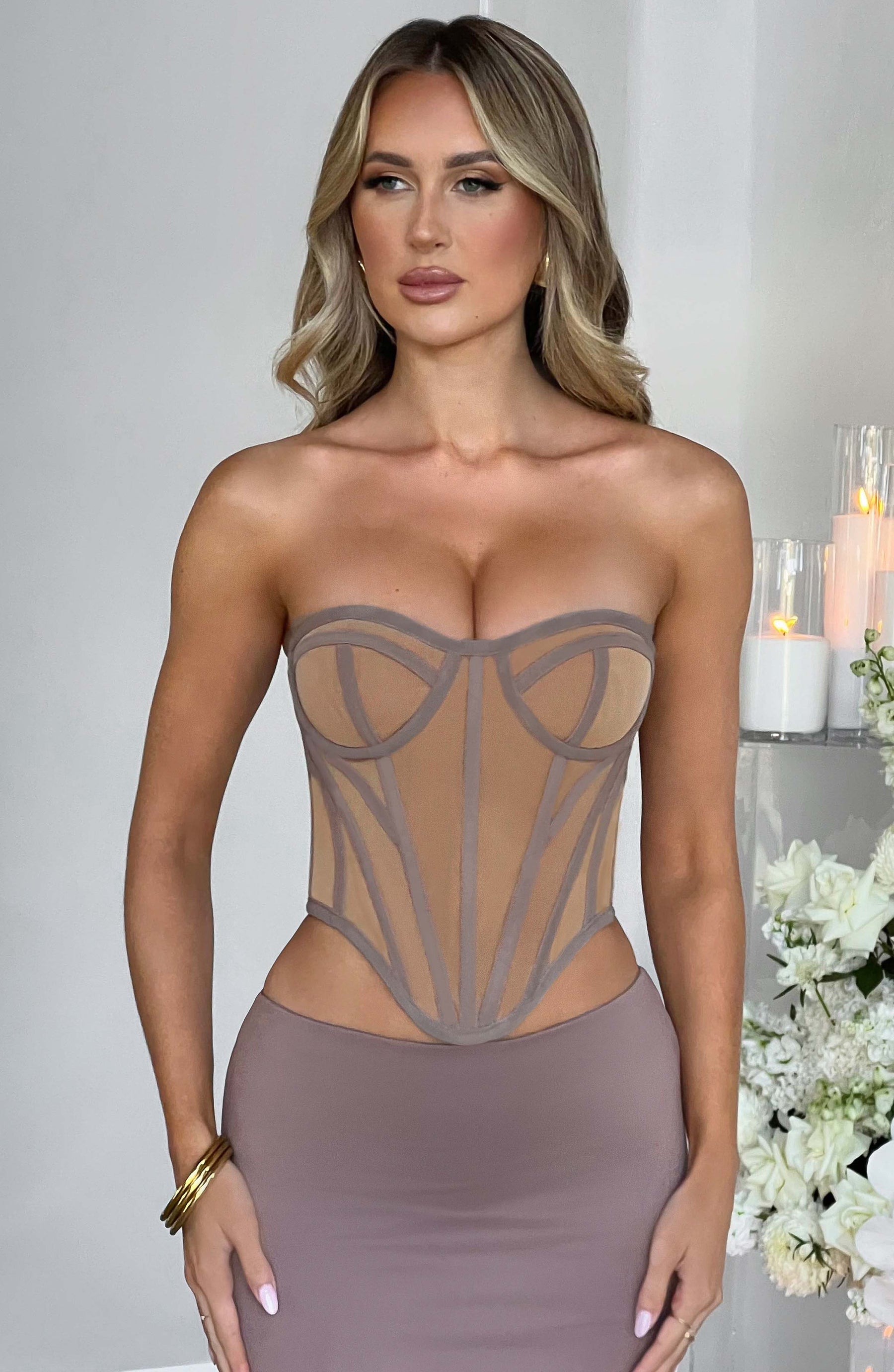 Santanna Corset - Chocolate/Nude Ryvelle
