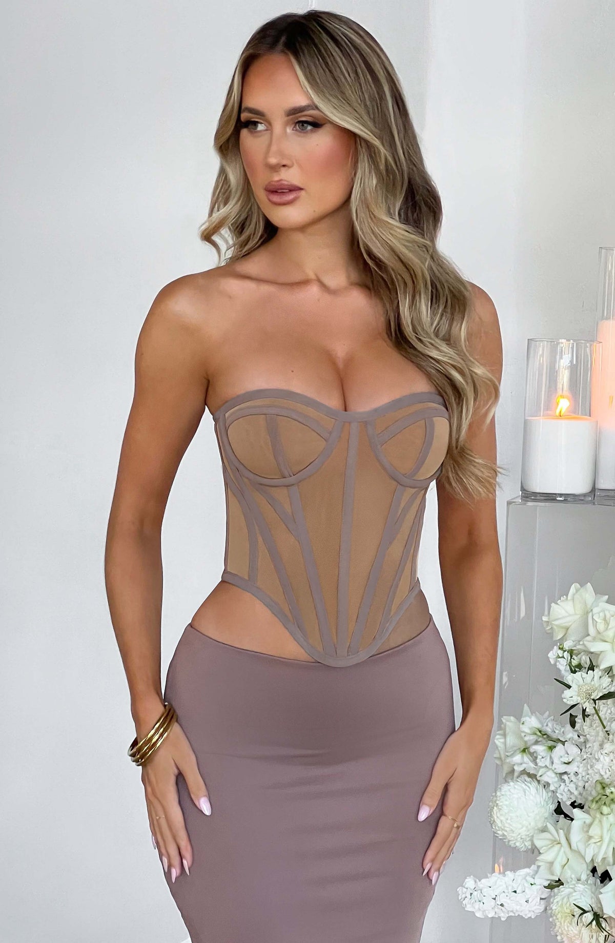 Santanna Corset - Chocolate/Nude Ryvelle