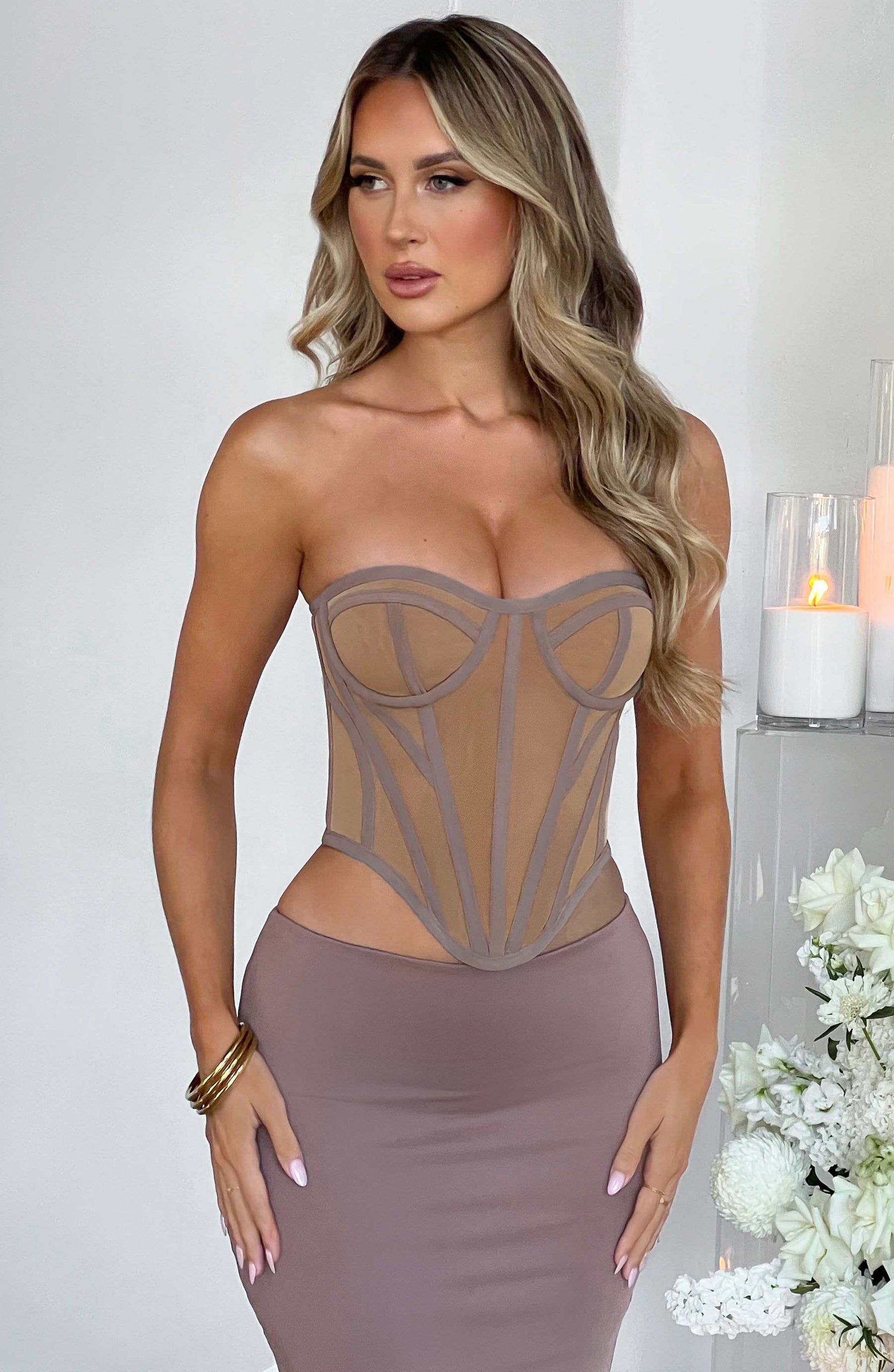 Santanna Corset - Chocolate/Nude Ryvelle