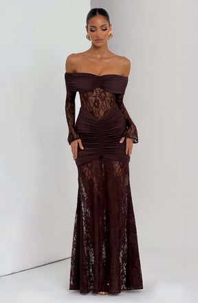 Sauline Maxi Dress - Plum Brown Ryvelle