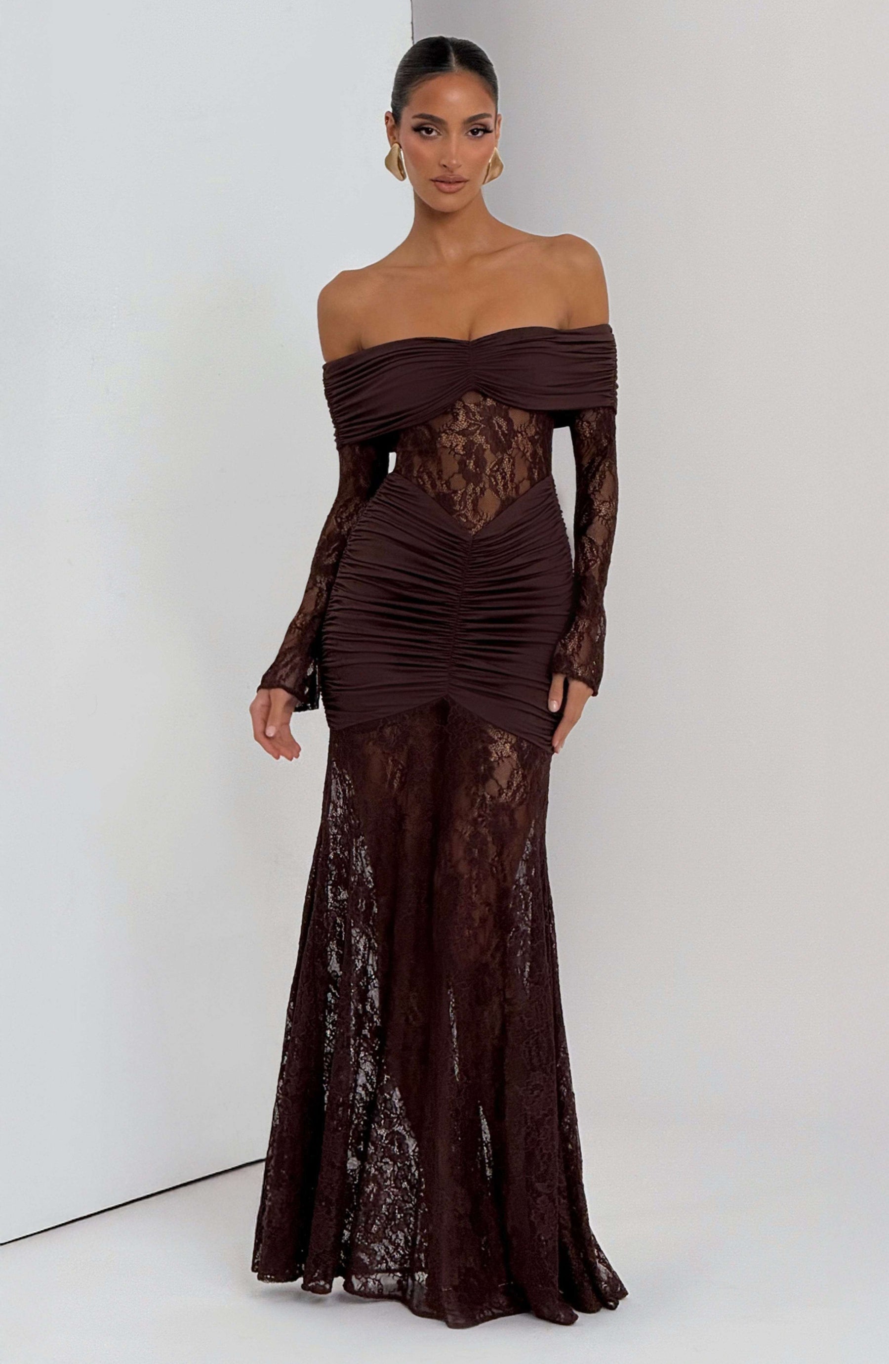 Sauline Maxi Dress - Plum Brown Ryvelle