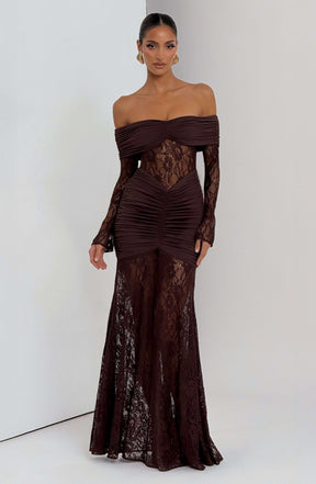 Sauline Maxi Dress - Plum Brown Ryvelle