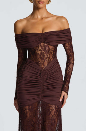 Sauline Maxi Dress - Plum Brown Ryvelle