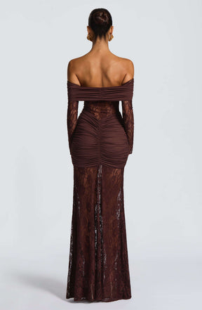 Sauline Maxi Dress - Plum Brown Ryvelle