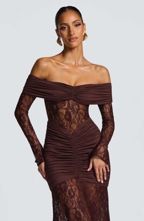 Sauline Maxi Dress - Plum Brown Ryvelle