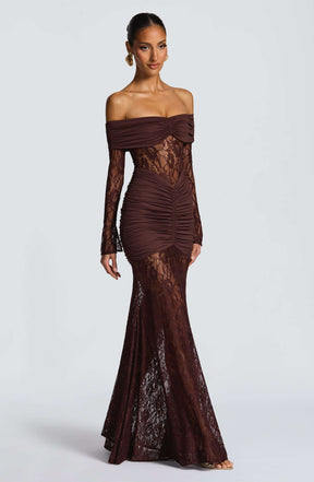 Sauline Maxi Dress - Plum Brown Ryvelle