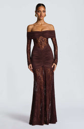 Sauline Maxi Dress - Plum Brown Ryvelle