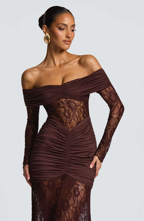 Sauline Maxi Dress - Plum Brown Ryvelle