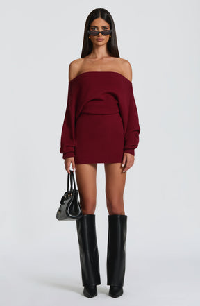Sawyer Mini Dress - Burgundy Ryvelle