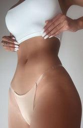 Seamless Clear Strap Thong - Nude Ryvelle