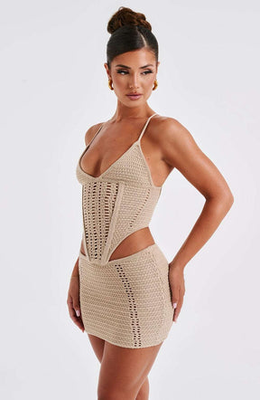 Selma Mini Skirt - Beige Ryvelle
