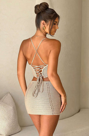 Selma Mini Skirt - Beige Ryvelle