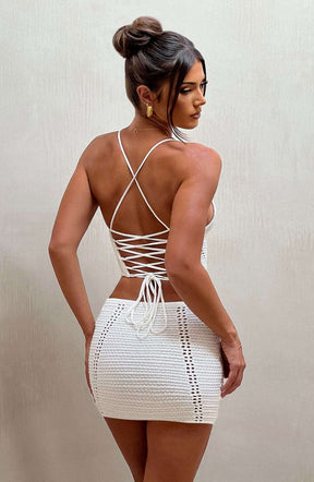 Selma Mini Skirt - White Ryvelle