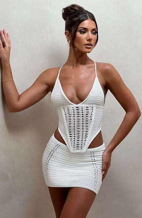 Selma Mini Skirt - White Ryvelle