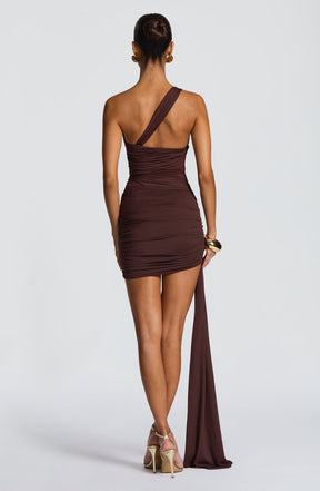 Shazia Mini Dress - Plum Brown Ryvelle