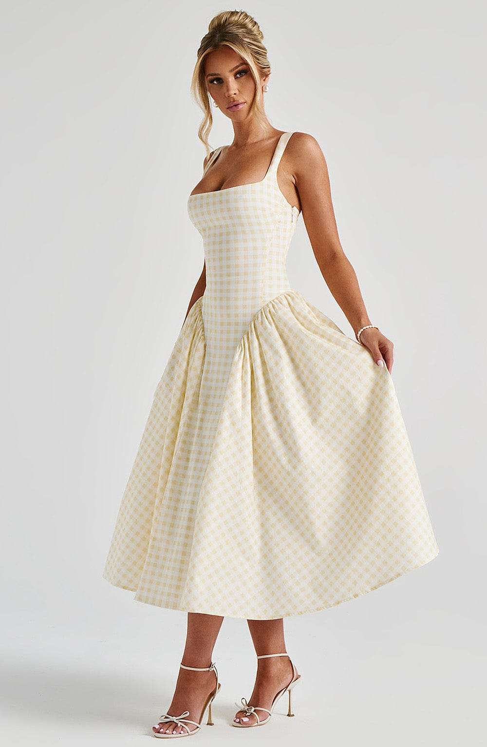 Sherrie Midi Dress - Lemon Gingham Ryvelle