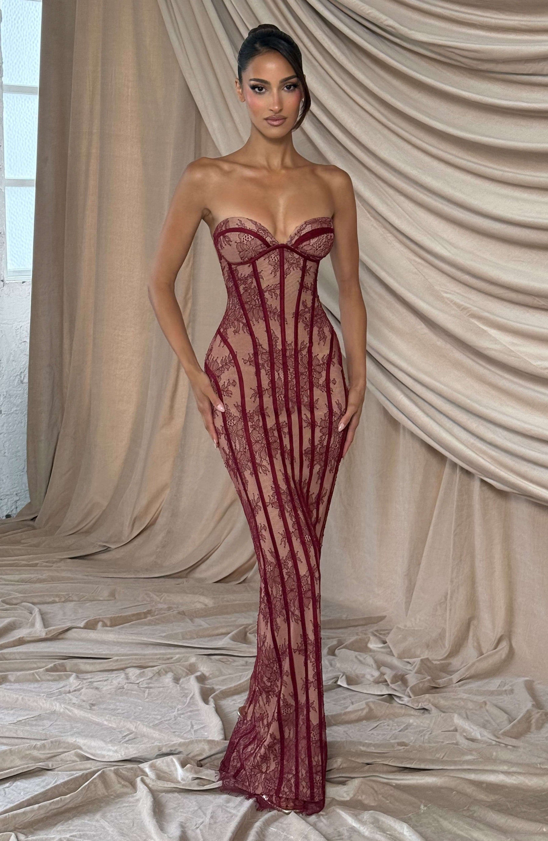Sian Maxi Dress - Burgundy Ryvelle