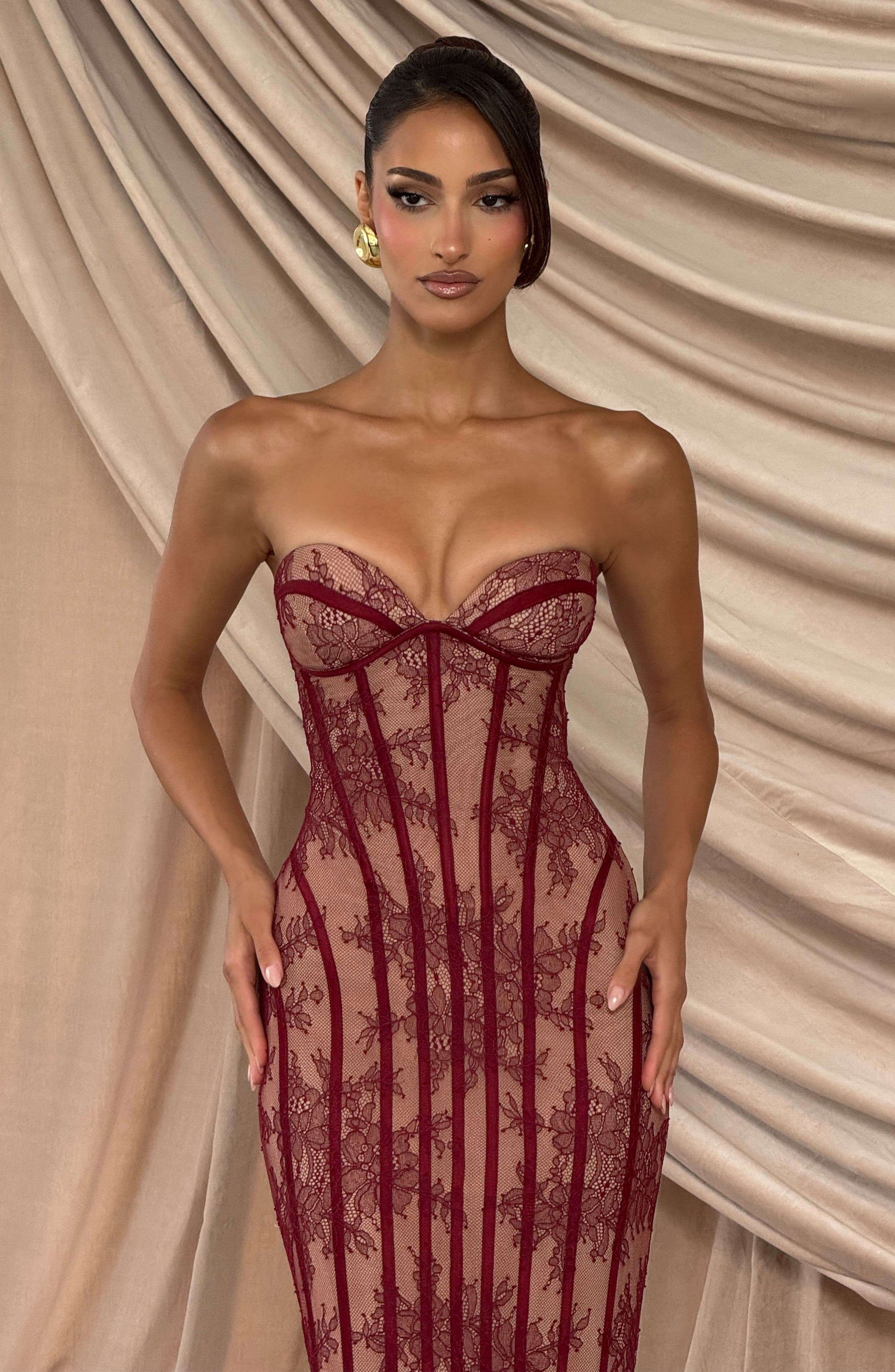 Sian Maxi Dress - Burgundy Ryvelle