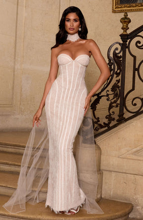 Sian Maxi Dress - Ivory Embellishment Ryvelle