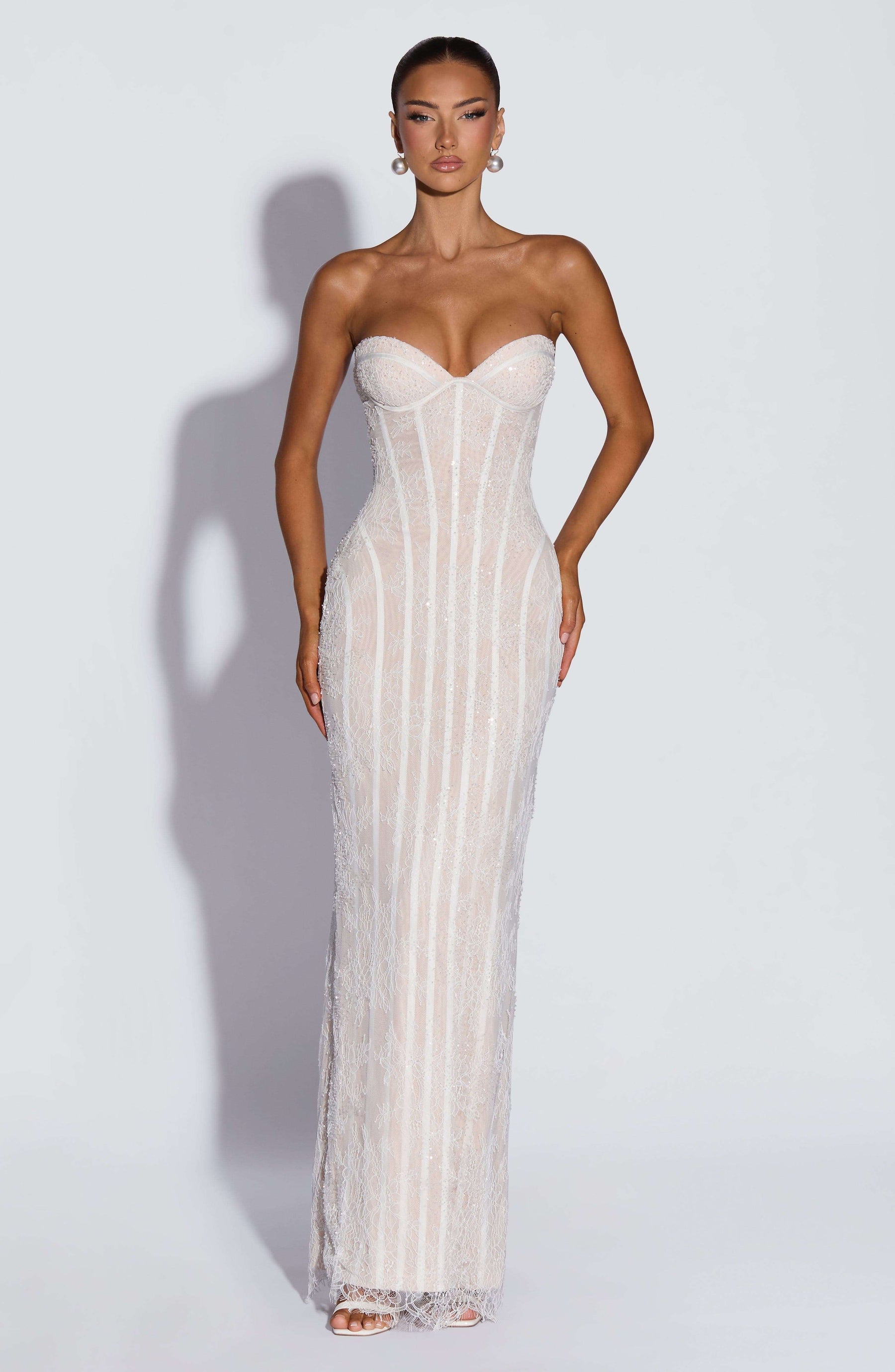 Sian Maxi Dress - Ivory Embellishment Ryvelle