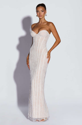 Sian Maxi Dress - Ivory Embellishment Ryvelle