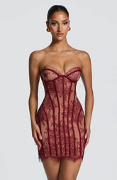 Sian Mini Dress - Burgundy Ryvelle