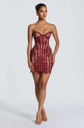 Sian Mini Dress - Burgundy Ryvelle