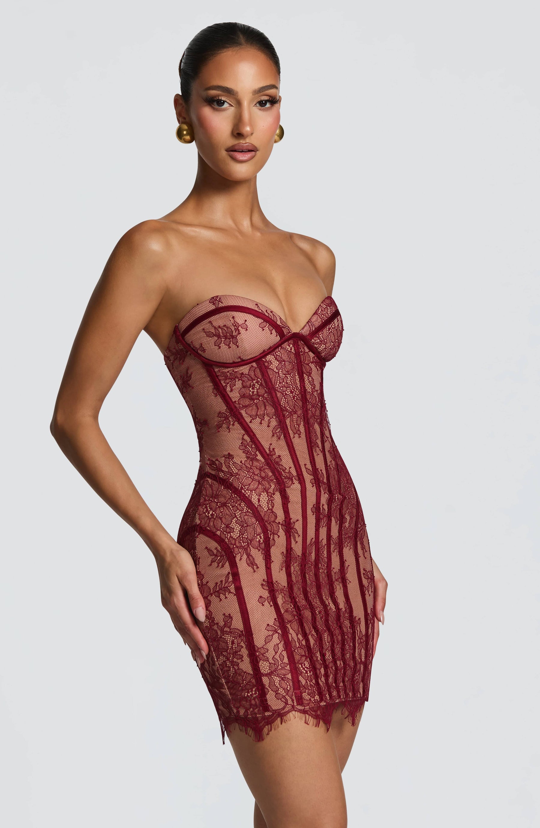 Sian Mini Dress - Burgundy Ryvelle