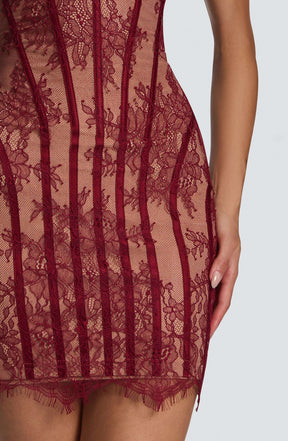 Sian Mini Dress - Burgundy Ryvelle