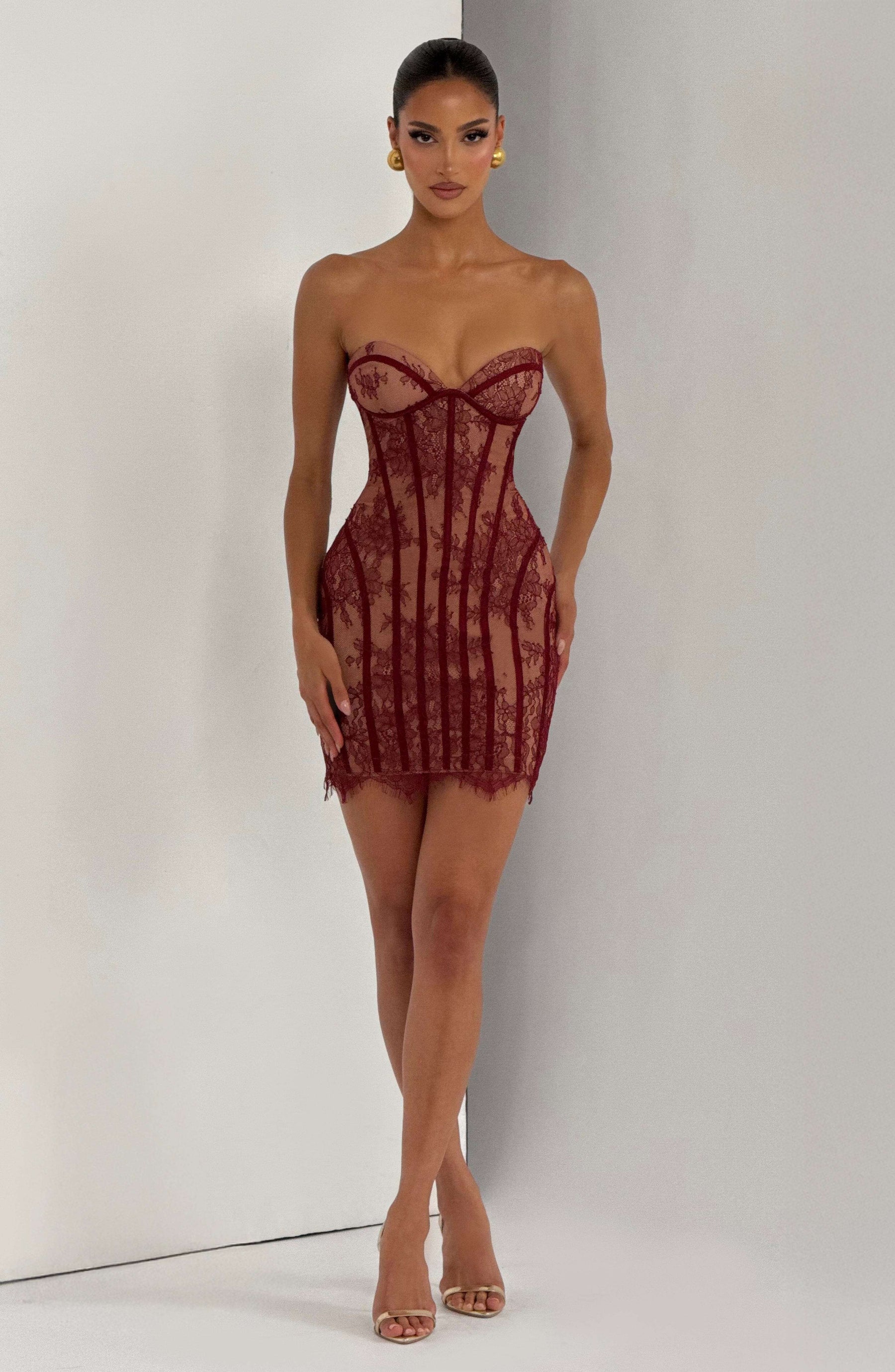 Sian Mini Dress - Burgundy Ryvelle