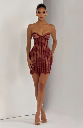 Sian Mini Dress - Burgundy Ryvelle