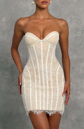 Sian Mini Dress - Ivory Embellishment Ryvelle