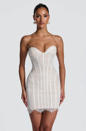 Sian Mini Dress - Ivory Embellishment Ryvelle