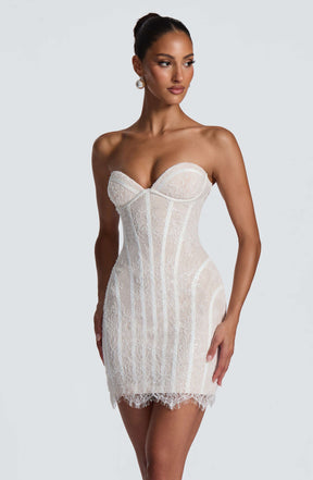 Sian Mini Dress - Ivory Embellishment Ryvelle
