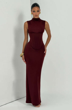 Soline Maxi Dress - Cherry Lacquer Ryvelle
