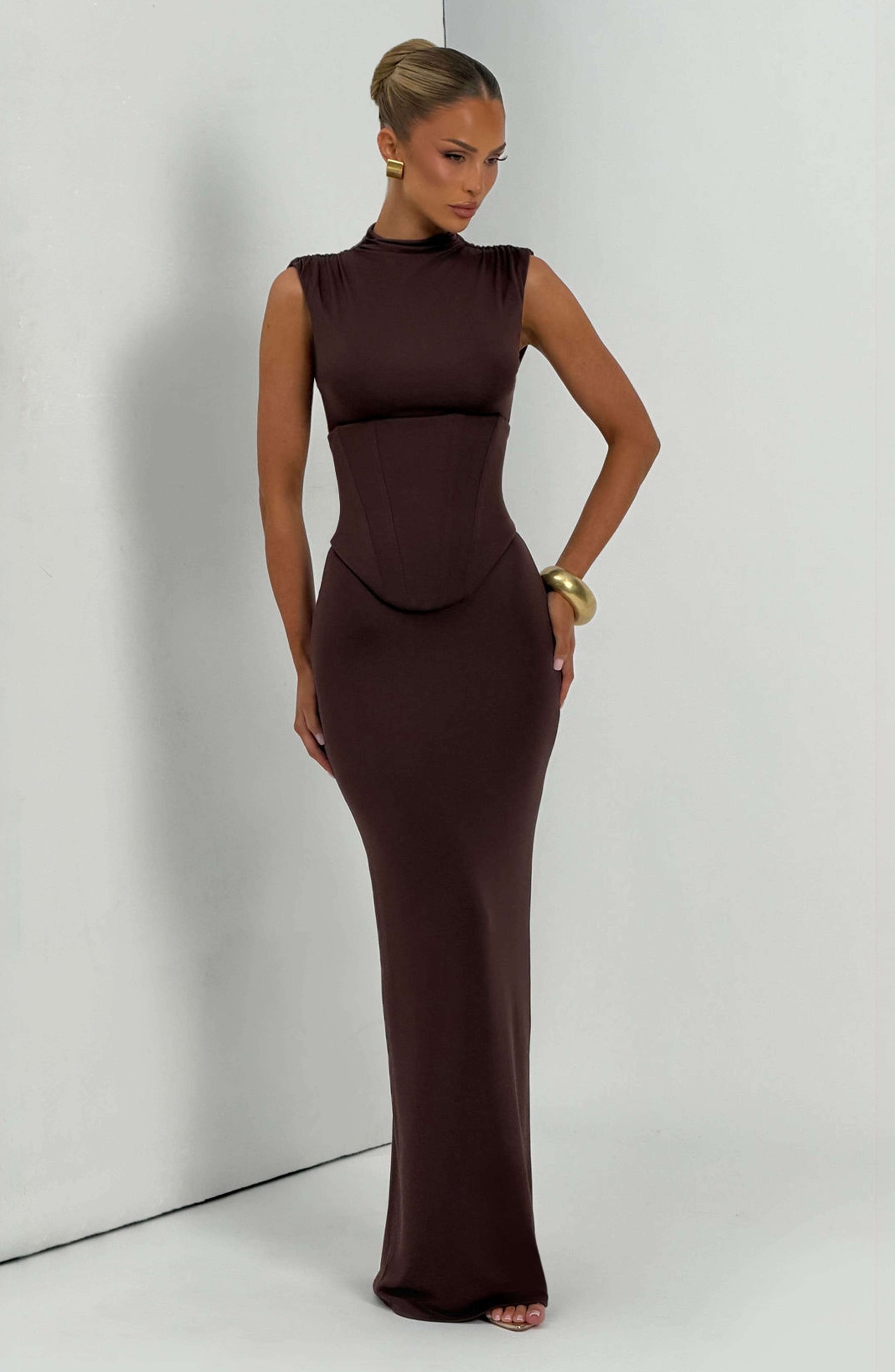 Soline Maxi Dress - Plum Brown Ryvelle