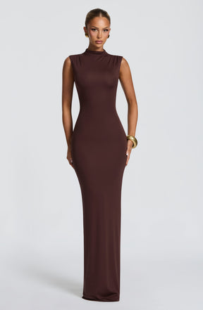Soline Maxi Dress - Plum Brown Ryvelle