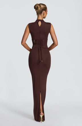 Soline Maxi Dress - Plum Brown Ryvelle