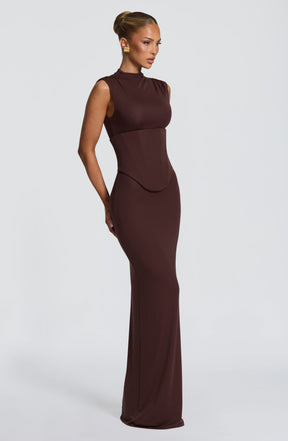 Soline Maxi Dress - Plum Brown Ryvelle