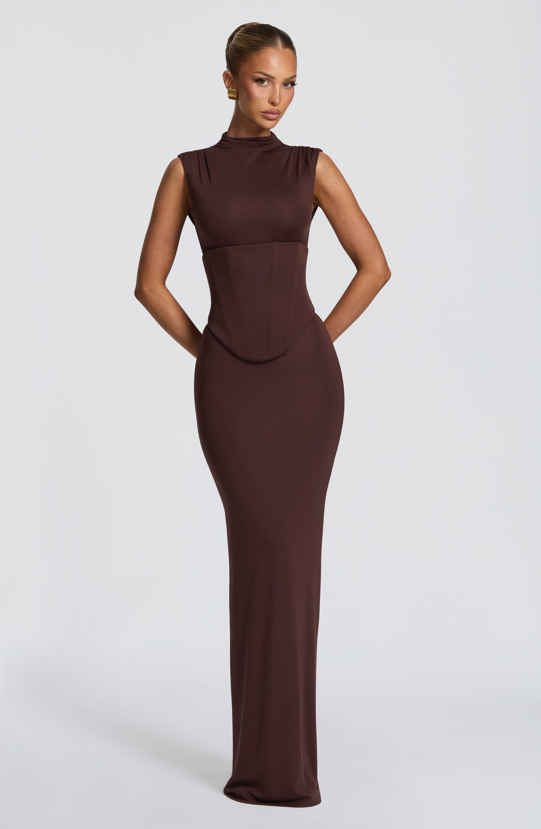 Soline Maxi Dress - Plum Brown Ryvelle