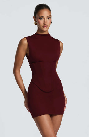 Soline Mini Dress - Cherry Lacquer Ryvelle