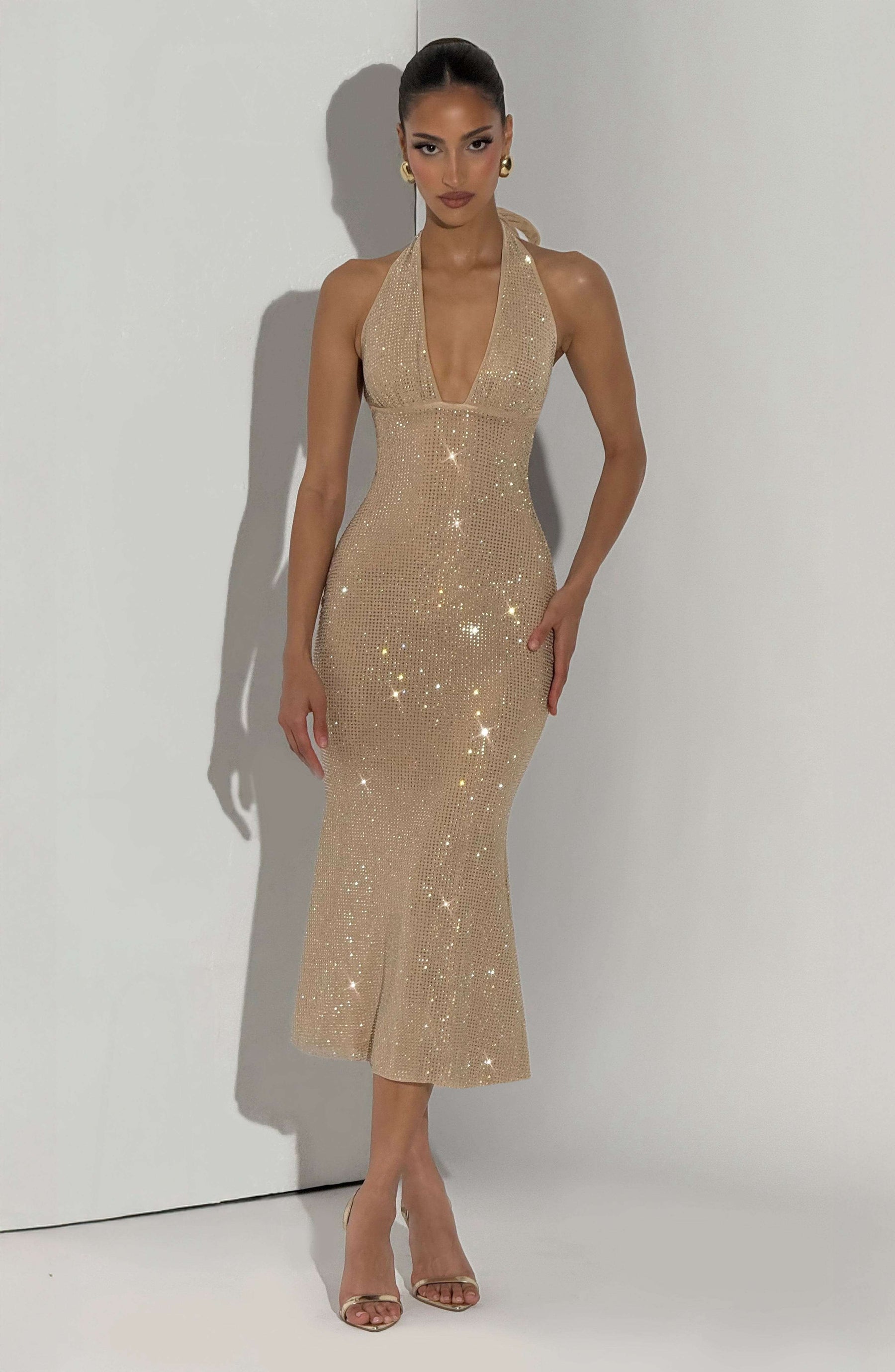 Sonora Midi Dress - Gold Ryvelle